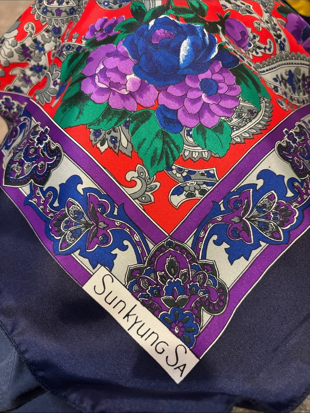 Vintage Sunkyung SA (Sun Kyung Sa) floral square